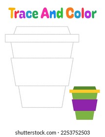 Coffee Cup tracing worksheet for kids