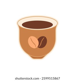 Coffee cup. Traditional. Flat, simple vector illustration. Sticker, label, emblem, symbol.