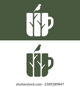Coffee Cup with Tree Inside, Nature Logo, Eco Design