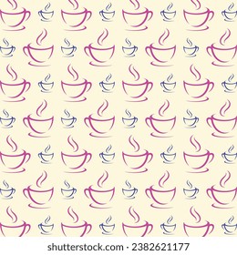 Trendiges Coffee-Cup-Design, das nahtlose Muster wiederholt, Vektorgrafik-Hintergrund