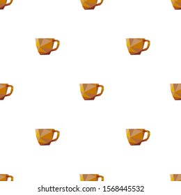 Coffee cup triangle shape seamless pattern backgrounds. Wrapping paper template. Polygonal design illustration.