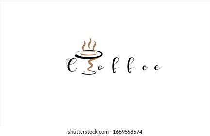 Coffee cup with type design on white background