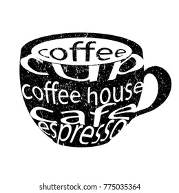 Coffee cup. Typography design.