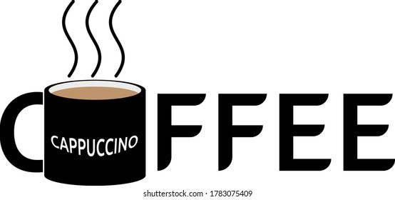 diseño de logotipo de tipografía de taza de café ilustración vectorial, simple, moderno minimalista, editable, trazo de relleno RGB