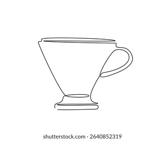 Coffee cup v60 outline drawing illustration. one continuous line drawing of v60 coffee cup.