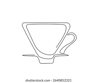 Coffee cup v60 outline drawing illustration. one continuous line drawing of v60 coffee cup.