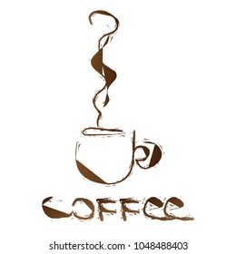 Coffee cup with vapor isolated logo. Vector illustration for cafe, menu, shop, logo.