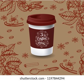coffee Cup vector 3D illustration on a beautiful background