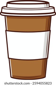 Coffee Cup Vector, Brown and White, High-Quality Beverage Design for Café Illustrations