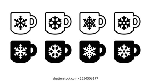 coffee cup vector Christmas snowflake icon logo snow Santa Claus Xmas tea cartoon character doodle illustration symbol graphic design