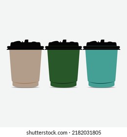 Coffee Cup Vector Design. Cup vector set.Colorful Silhouette Design Set.
