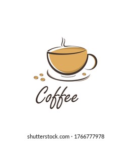 coffee cup vector design template, breakfast, cafe retro logo, label vector 