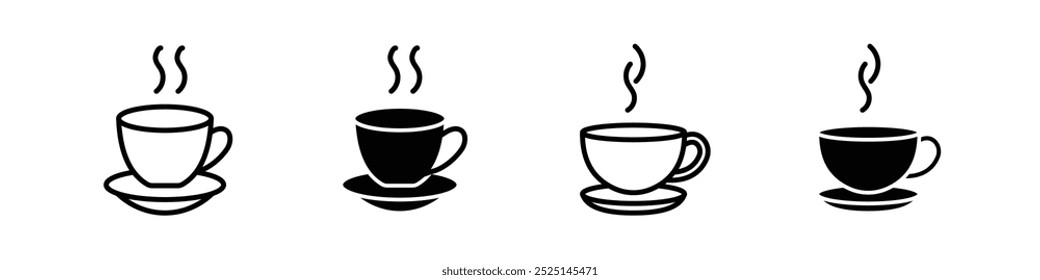 coffee cup vector filled and outlined icons collection