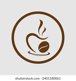 Coffee cup vector flat icon. Tea cup. Brown coffee cup sign on milk background