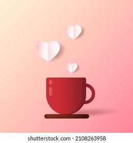 Coffee cup vector. free space for text. wallpaper. copy space. heart symbol.