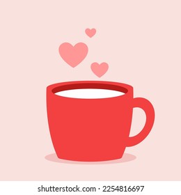 Coffee cup vector. free space for text. wallpaper. copy space. heart symbol.