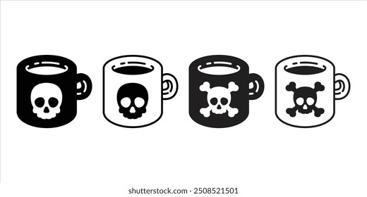 coffee cup vector Halloween skull crossbones icon cartoon character poison doodle logo symbol illustration design clip art isolated