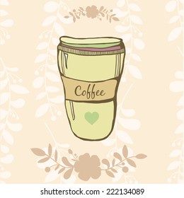 Coffee cup vector hand drawn illustration