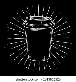 Coffee cup. Vector hand-drawn lettering for prints, posters, menu design. Cartoon coffee cup.