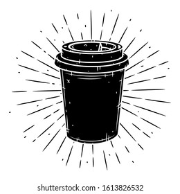 Coffee cup. Vector hand-drawn lettering for prints, posters, menu design. Cartoon coffee cup.