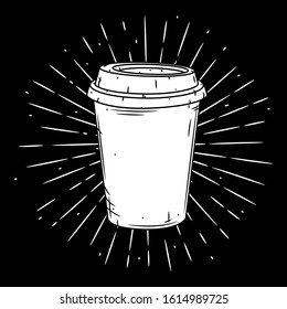 Coffee cup. Vector hand-drawn lettering for prints, posters, menu design. Cartoon coffee cup.