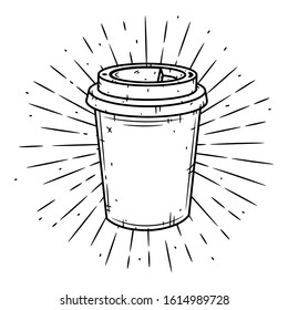 Coffee cup. Vector hand-drawn lettering for prints, posters, menu design. Cartoon coffee cup.