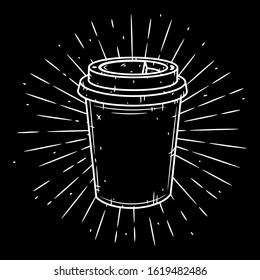 Coffee cup. Vector hand-drawn lettering for prints, posters, menu design. Cartoon coffee cup.