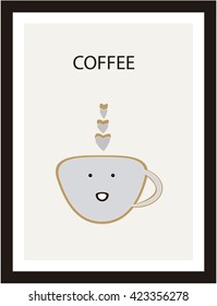 Coffee cup vector with heart smoke shape 