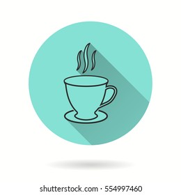 Coffee cup vector icon. Black illustration isolated on green background for graphic and web design.