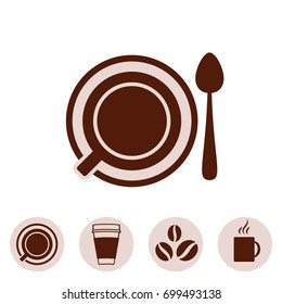 Coffee Cup Vector Icon Collection Iisolated on White Background