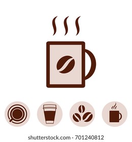 Coffee Cup Vector Icon Collection Iisolated on White Background