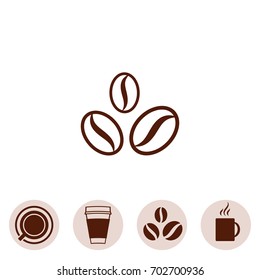 Coffee Cup Vector Icon Collection Iisolated on White Background