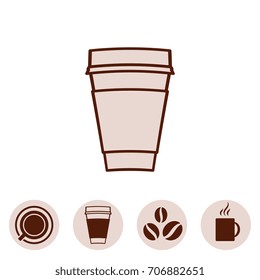 Coffee Cup Vector Icon Collection Iisolated on White Background