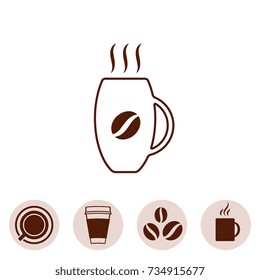 Coffee Cup Vector Icon Collection Iisolated on White Background