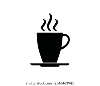 Icono de Vector de taza de café. Tazas de café caliente o símbolo de té aislado sobre fondo blanco