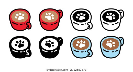 Kaffee Tasse Hund Pfote Fußabdruck Haustier heißer Tee Kunst Topf Café Cartoon Charakter 