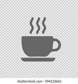 Coffee cup vector icon EPS 10. Simple silhouette on transparent background.