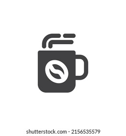 Kaffeetasse, Vektorsymbol. volles Flachzeichen für mobiles Konzept und Webdesign. Hot-Cafe-Glyph-Symbol. Symbol, Logo-Abbildung. Vektorgrafik