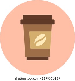 Coffee Cup Vector Icon Flat Circle Style