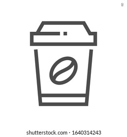 Coffee cup vector icon. Hot beverage with mocha, latte, cappuccino and espresso flavor in disposable paper, cardboard, plastic container. Include sleeve and lid. For drink in shop, takeaway. 48x48 px