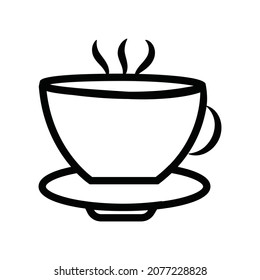 Coffee cup vector icon., Hot tea cup flat line colored icon.