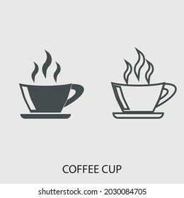 Signo de ilustración de icono del vector de taza de café para web y diseño