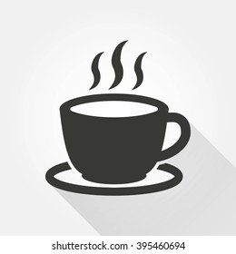 Xícara de café    ícone de vetor com sombra longa.  Ilustração para design gráfico e da Web.
