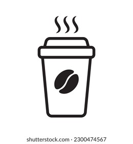 Coffee cup vector icon. Paper coffee cup icon isolated on white background.