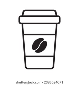 Icono vectorial de taza de café. Icono de taza de café de papel aislado en fondo blanco.