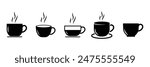 Coffee cup vector icon set. Cups of coffee tea symbol collection. Vector Illustration.