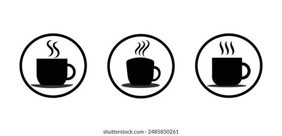  Coffee cup vector icon set material for a cup of hot coffee. EPS 10.