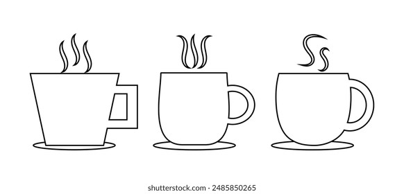  Coffee cup vector icon set material for a cup of hot coffee. EPS 10.