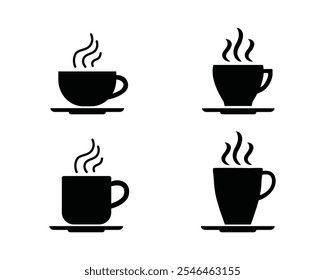 Ícone de vetor de xícara de café definido. Xícaras de café quente ou chá coleção símbolo isolado no fundo branco