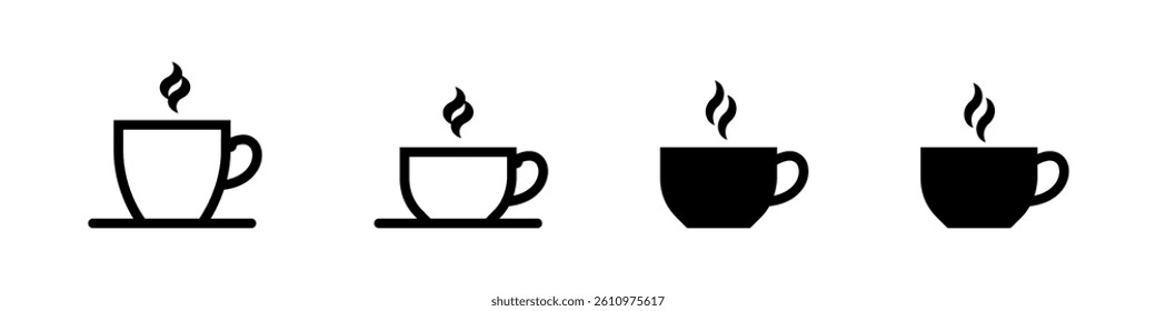 Coffee Cup Vector Icon Set with Steam. Coffee Cup vector icons